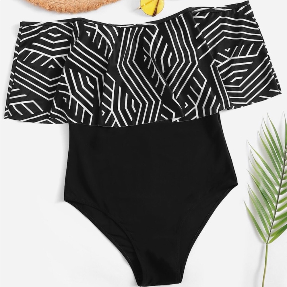 Chevron Flounce One Piece swimwear